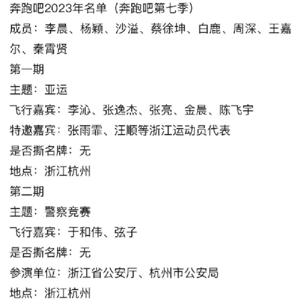奔跑吧第11季的人员名单 虽然不知道是不是真的,但依旧是很高兴!