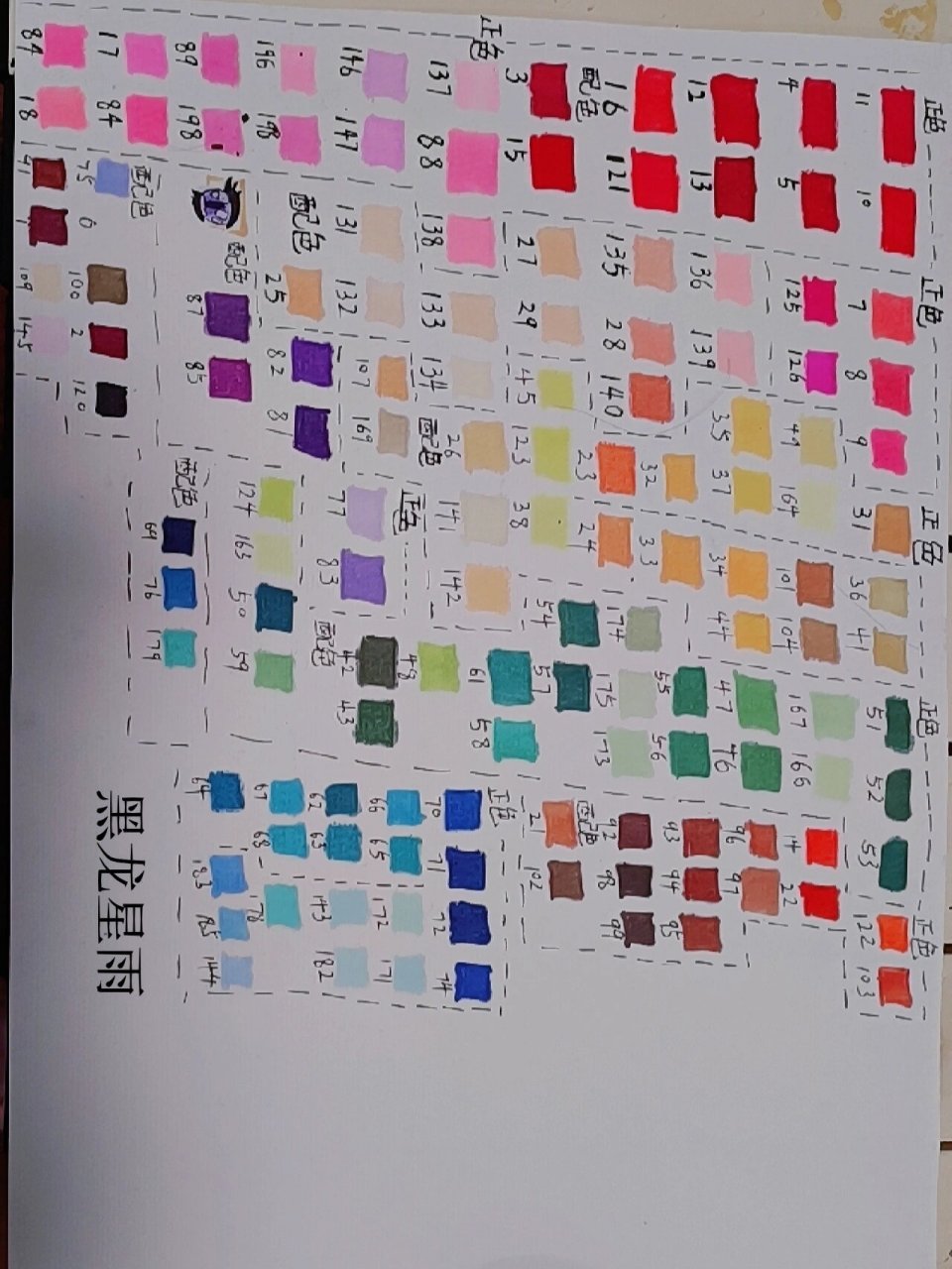 画兽设时整理的色卡包括了深色和浅色的互配