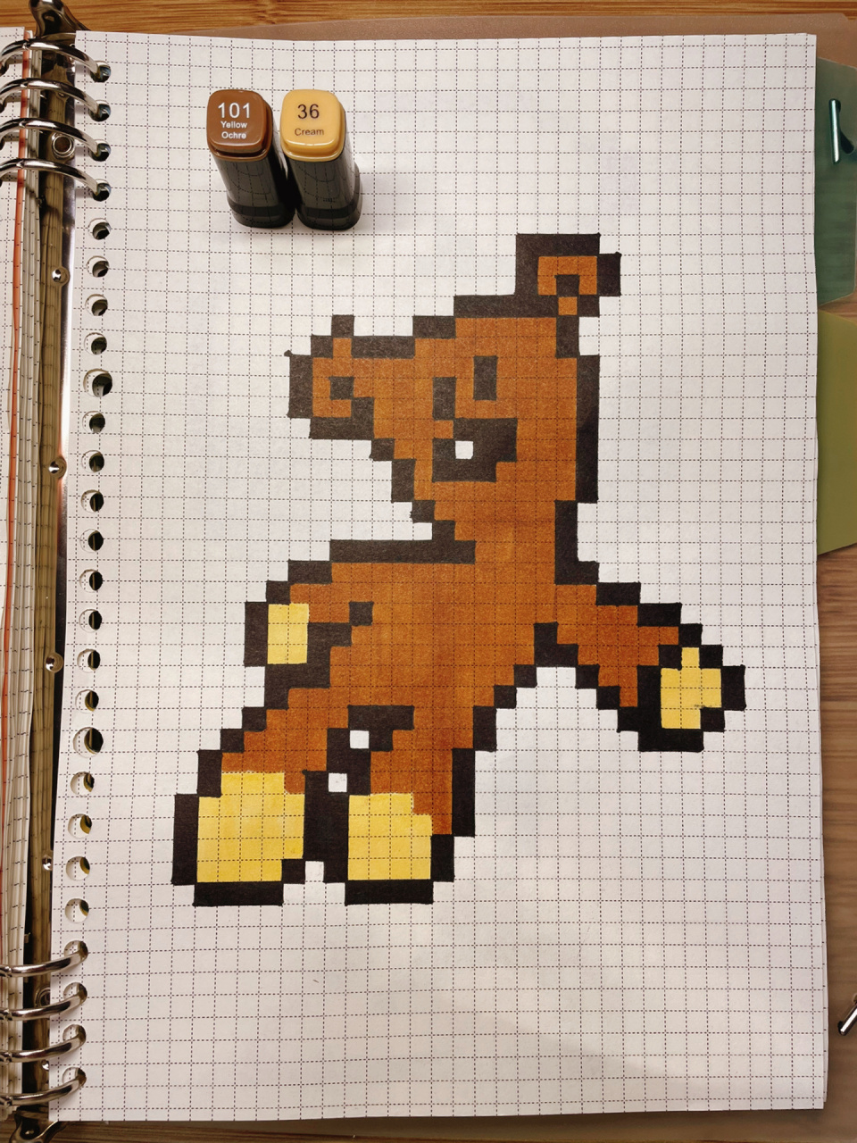 day4661526615像素画-憨豆先生的teddy 临摹非原创 b5网格本