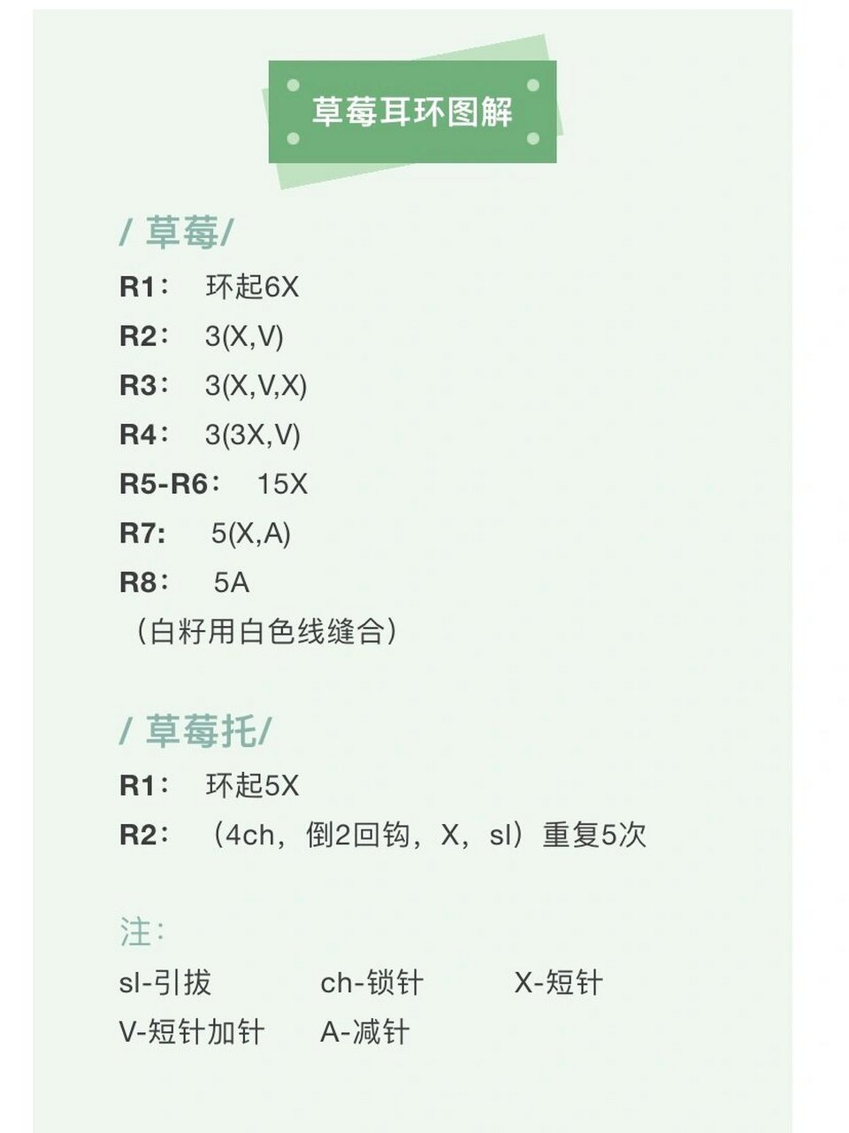 草莓钩织耳环来啦(附图解)