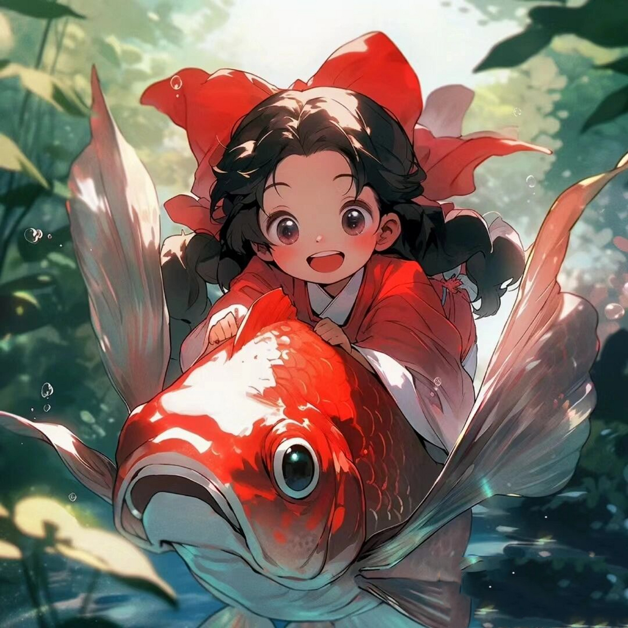 锦鲤连连|女生可爱动漫头像 让谦卑的人,活得越高贵.