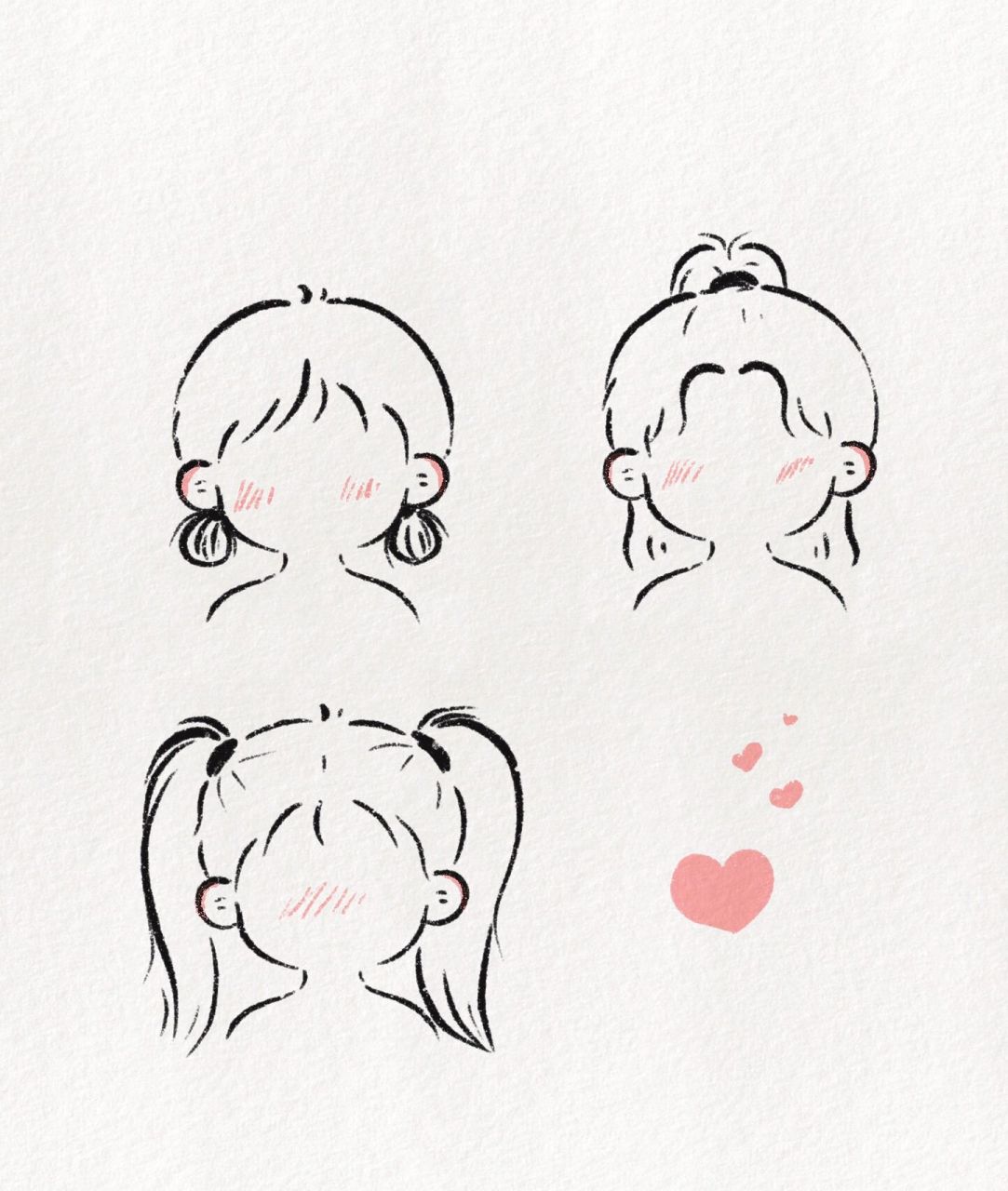 可爱简笔画教程:常用的九款女生发型7815