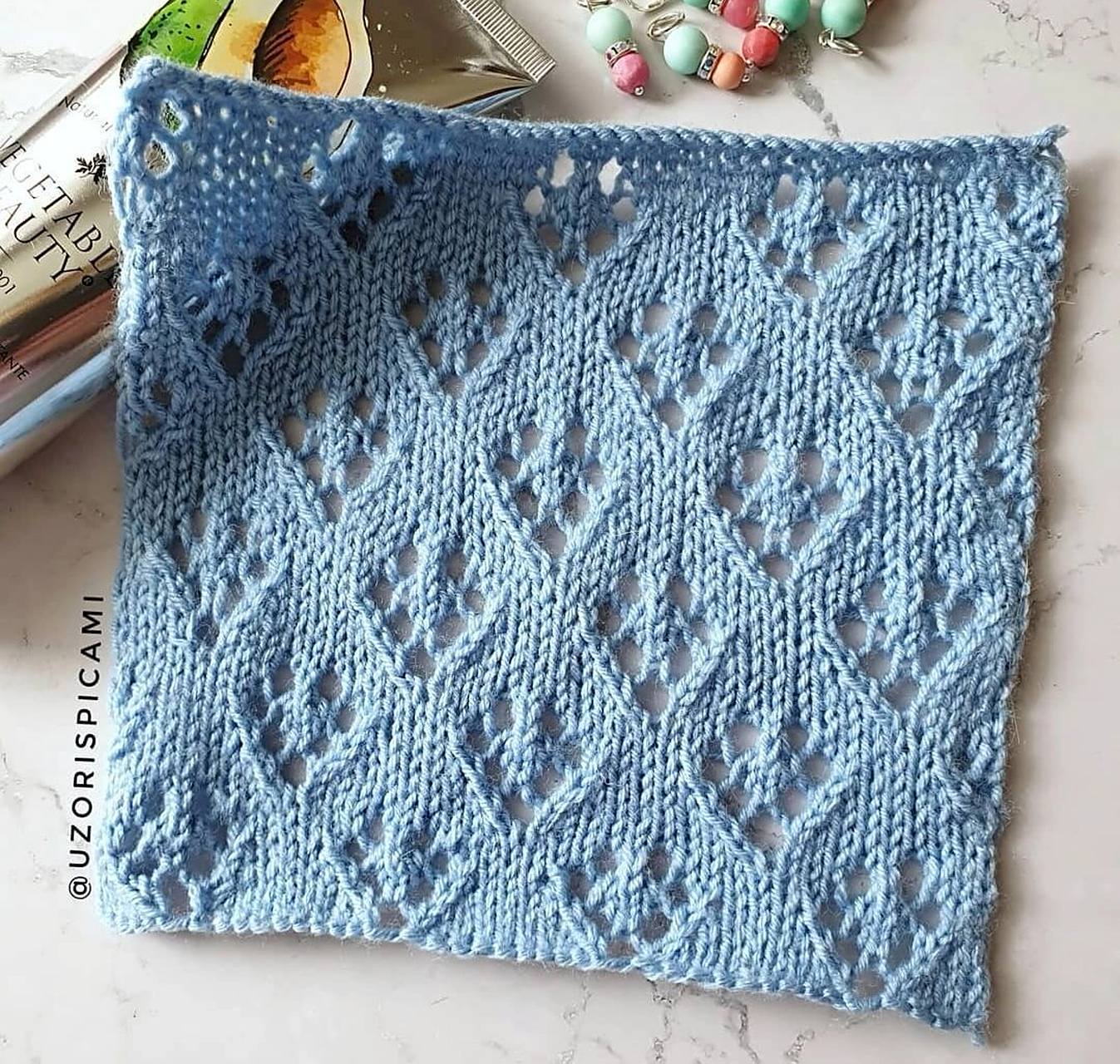 镂空花样分享(附图解) #棒针编织# #ins棒针花样# #手工编织# #棒针