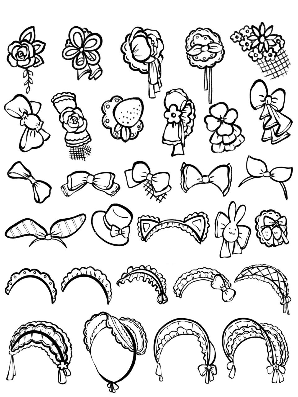 简笔画|头饰——人物配饰练习9 动漫人物头饰发饰练习, 🈶️发夹