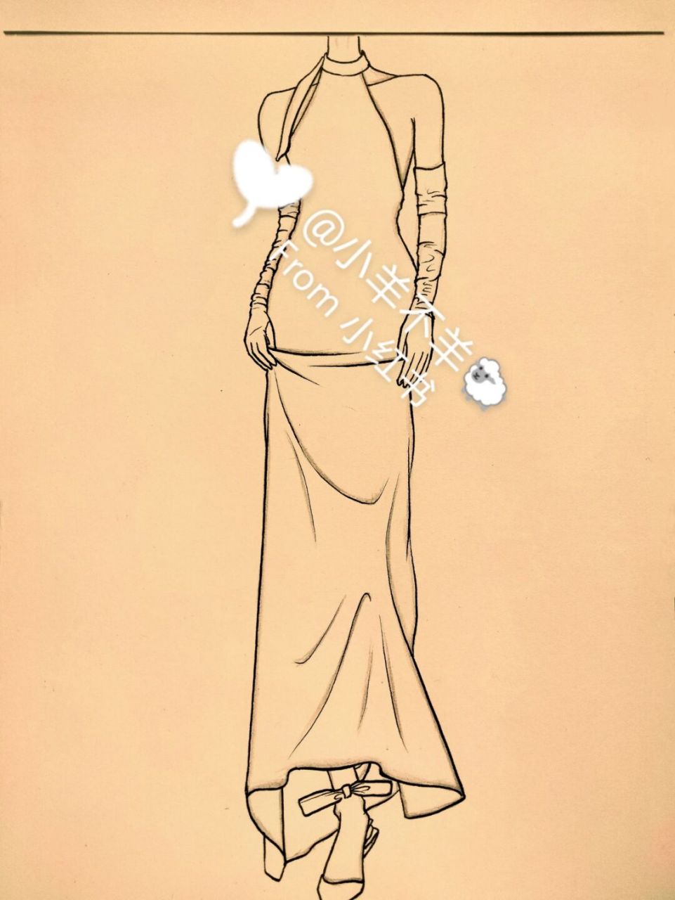 美女黑白简笔画#绘画教程73(附过程) 婚纱礼服手绘简笔画74绘画过程