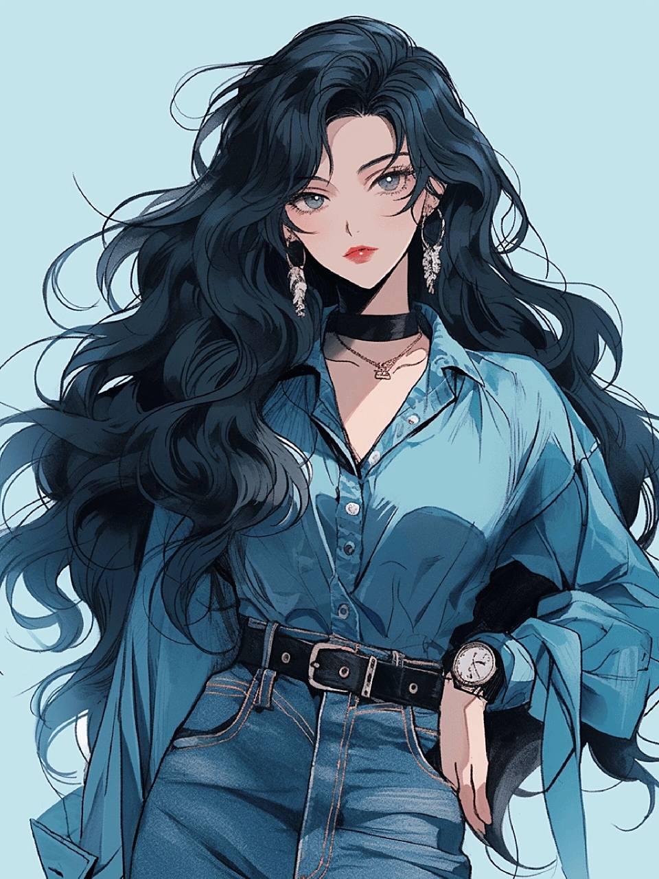 复古港风 61 甜酷女孩漫画头像