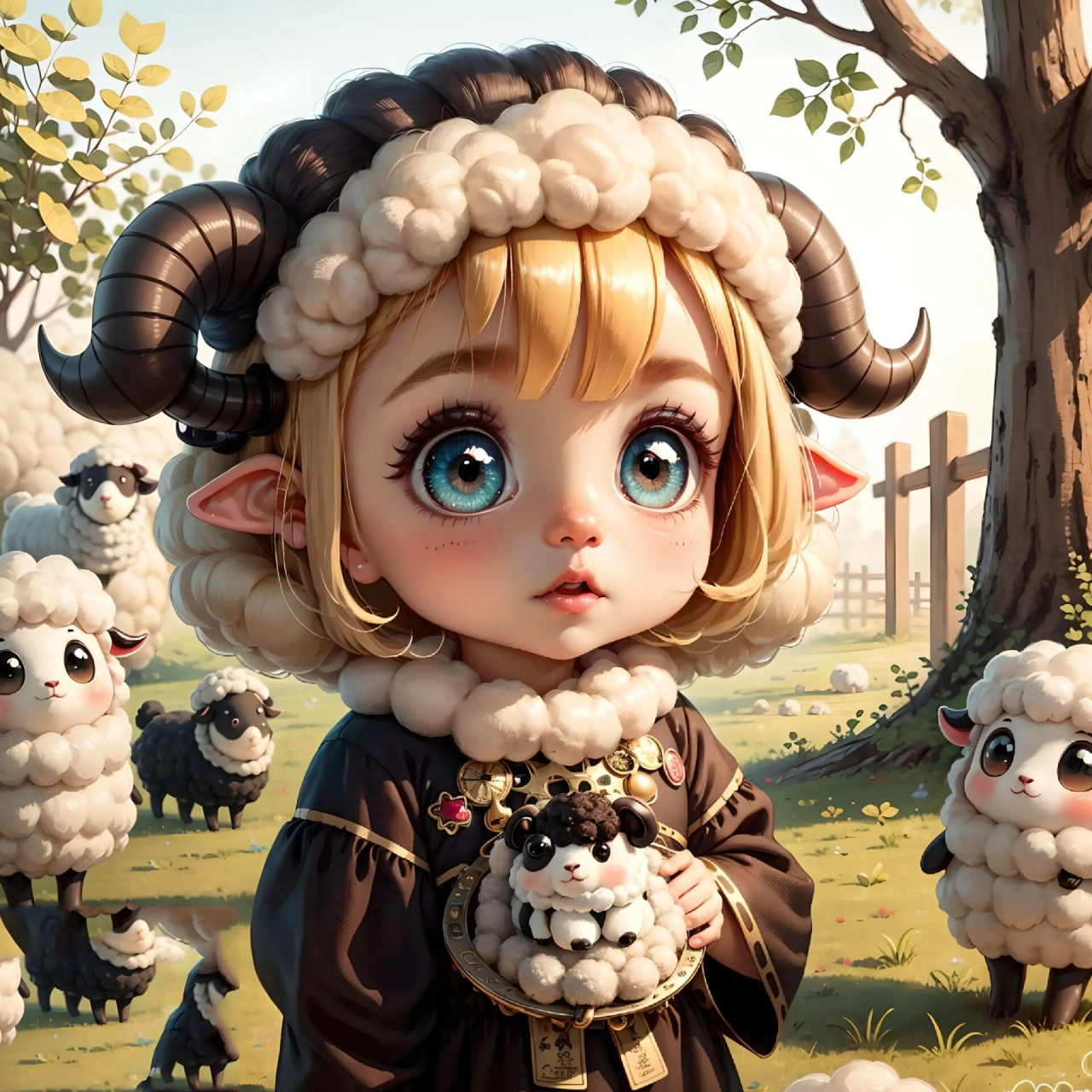 hello大家好,今天给大家分享一款超可爱的生肖羊q版拟人头像,简直太萌