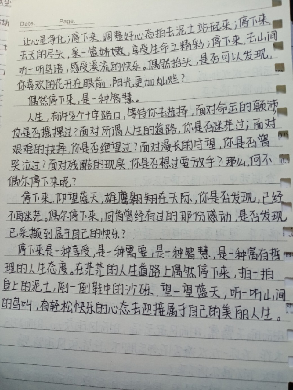 中考满分作文字体原图图片