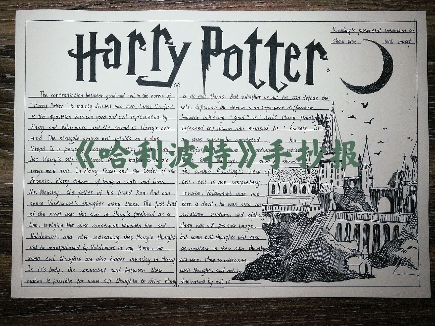 教你《简简单六步完成哈利波特手抄报 绘画指南: 1.