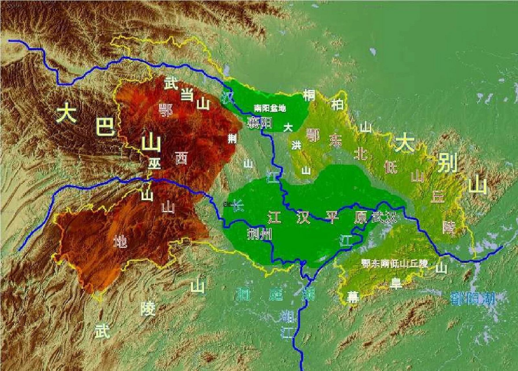 湖北地形图高清可放大图片