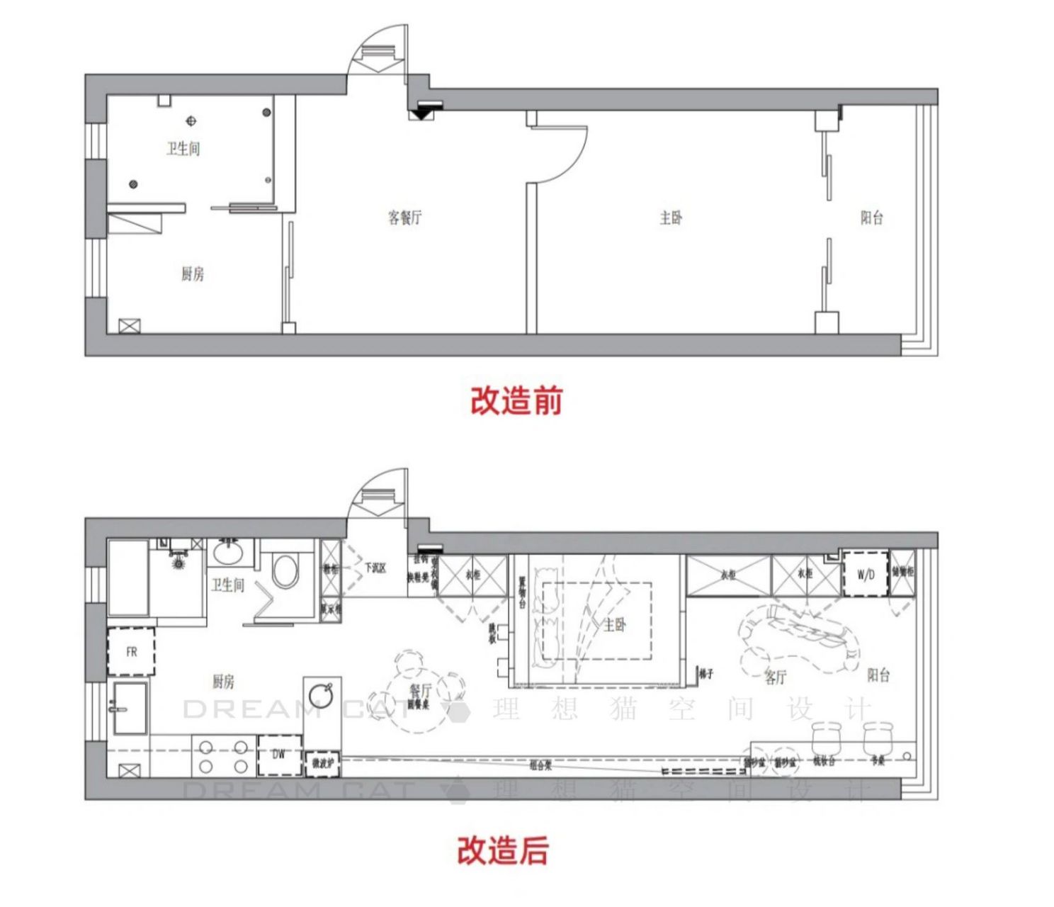 我发现了更有趣的长条小户型空间改造思 坐标上海   面积40㎡|理想猫