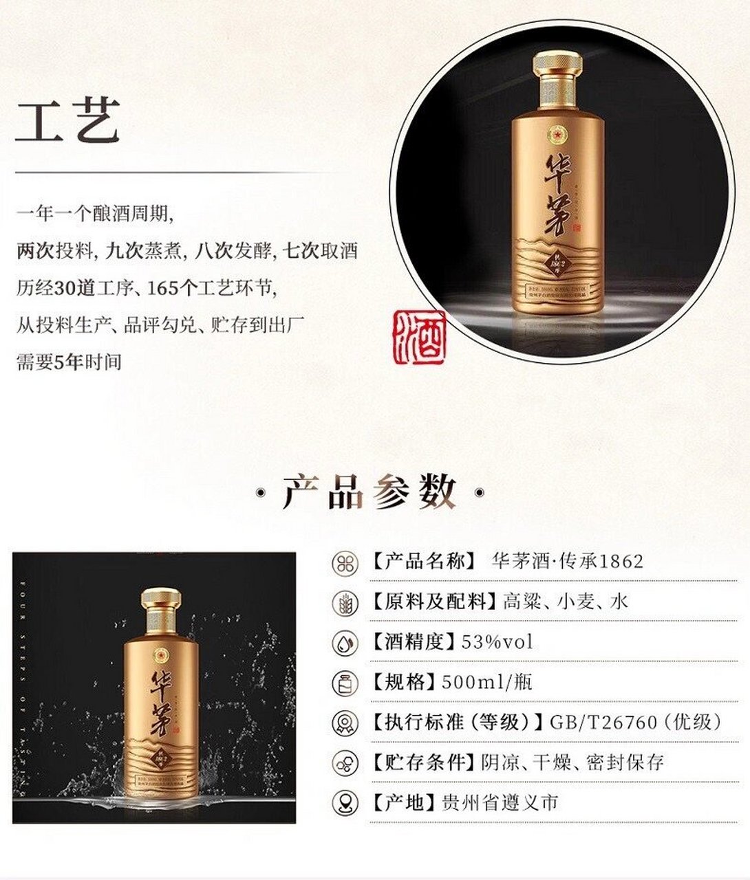 华茅传承1862酒口感图片