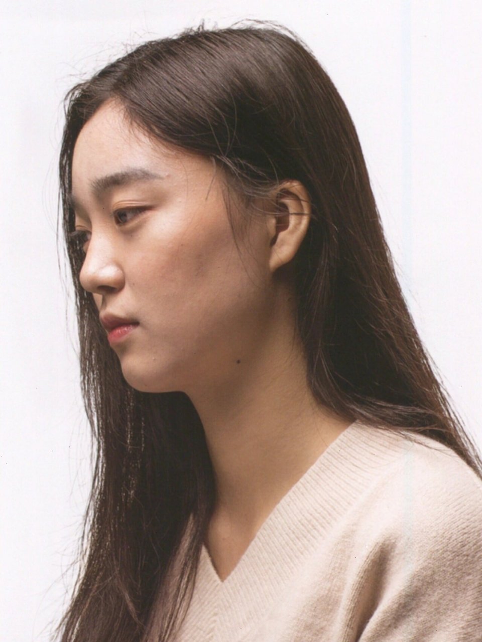 国画工笔人物|线描写生|长发少女侧身像7315 线描半身像来啦