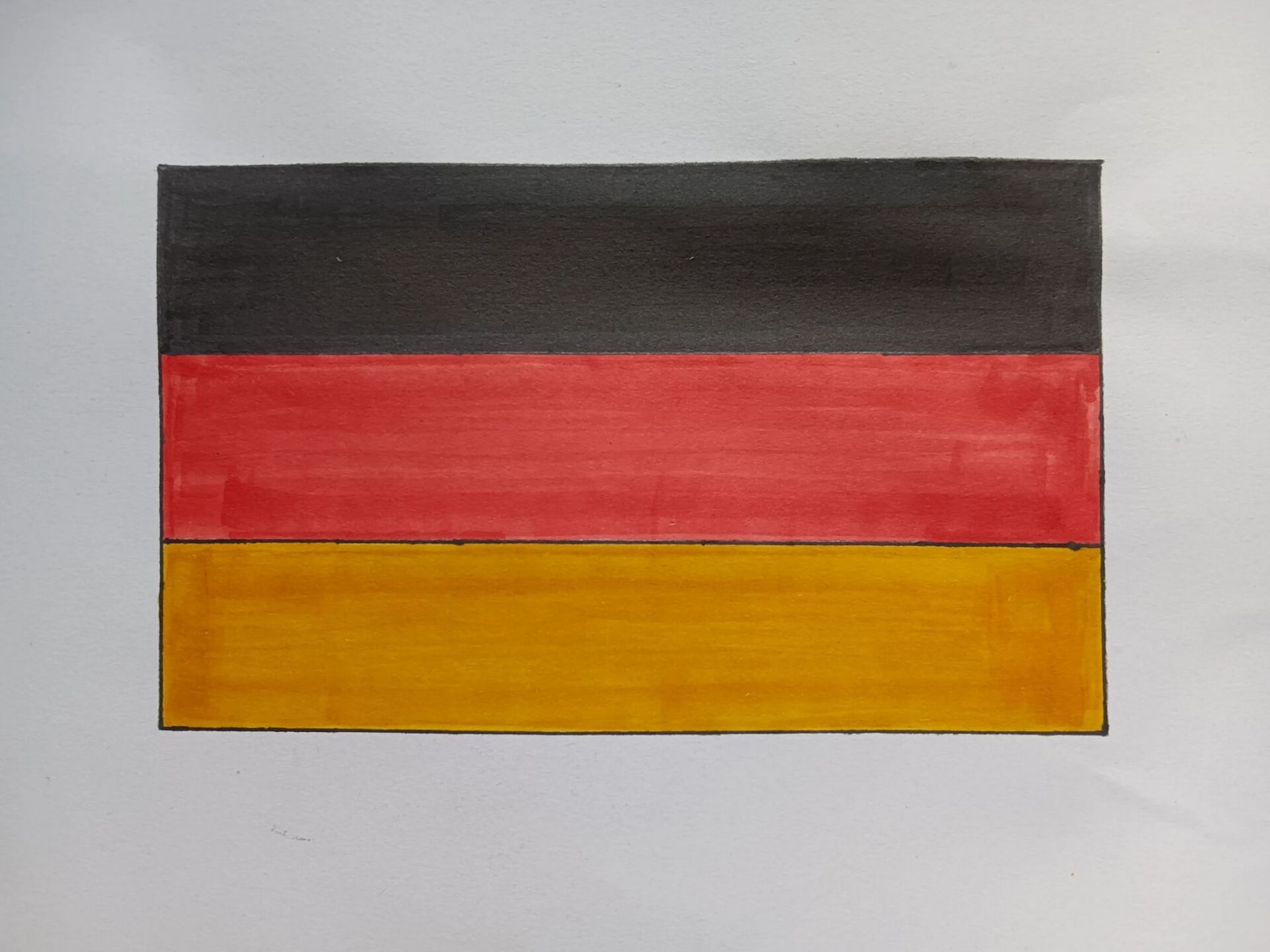 手绘简笔画世界国旗(欧洲篇)——德国国旗 现在我画的国旗是德国国旗.