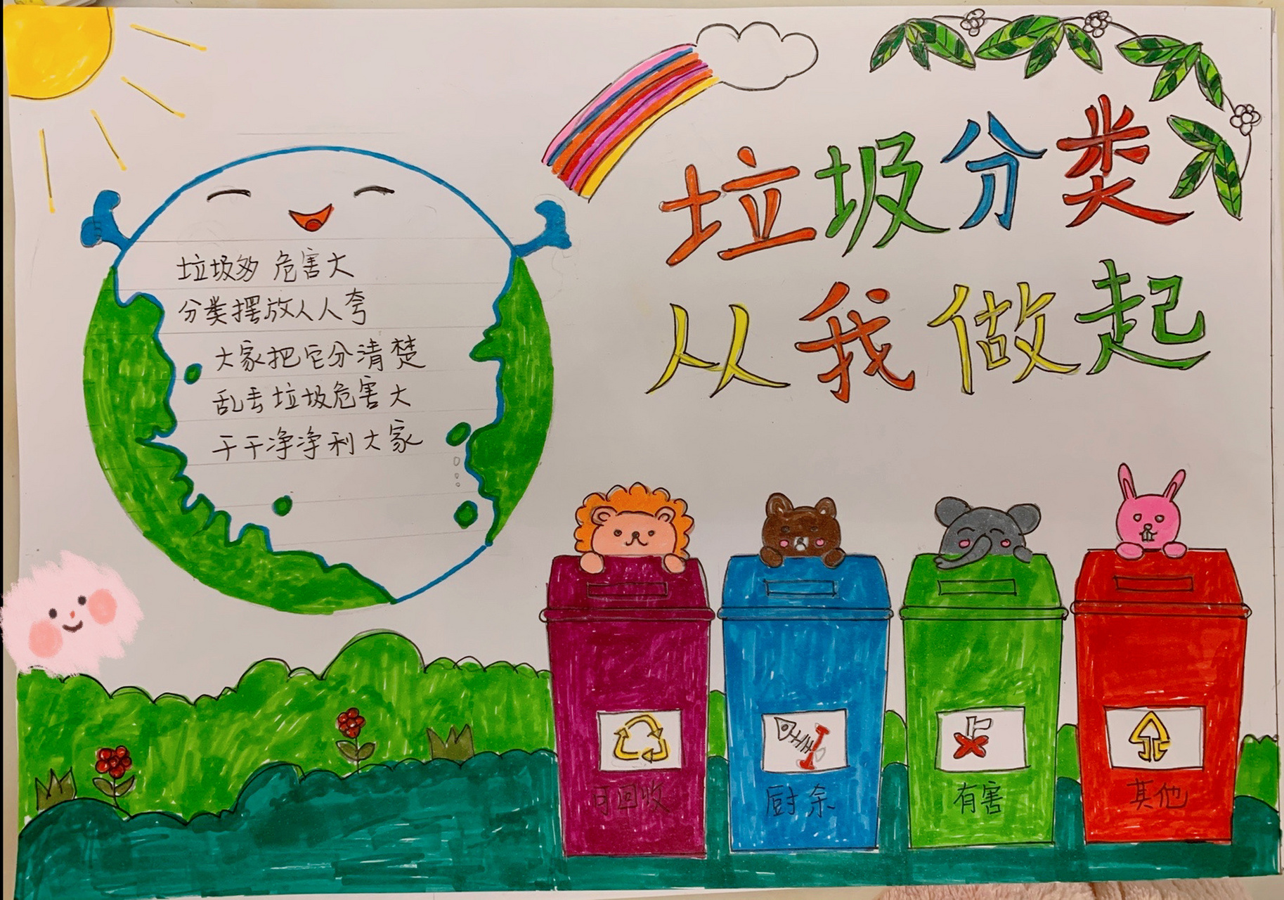 垃圾分类手抄报 适合一年级小朋友的手抄报