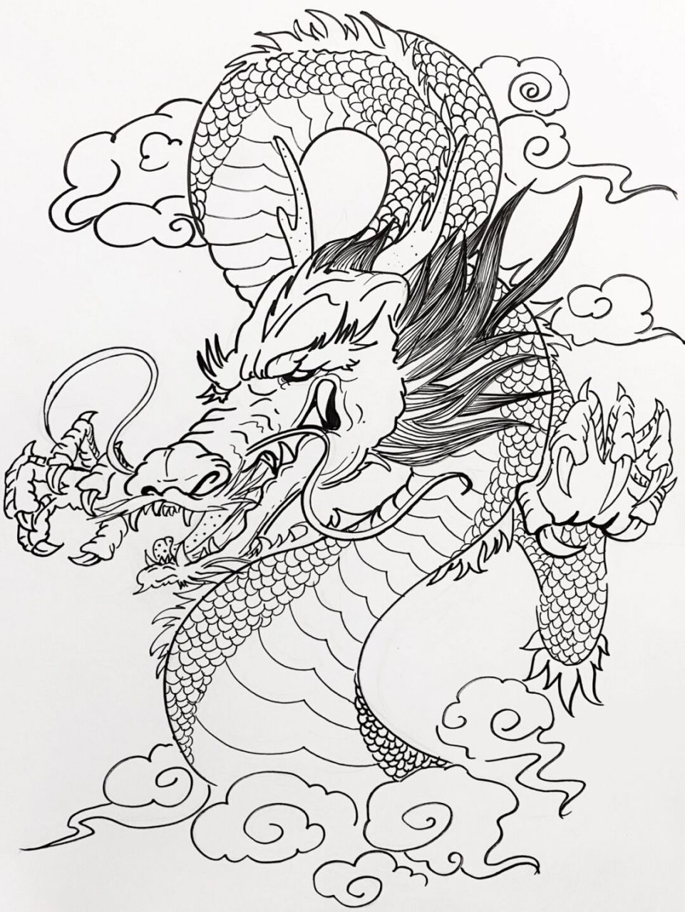 龙九子线描图片