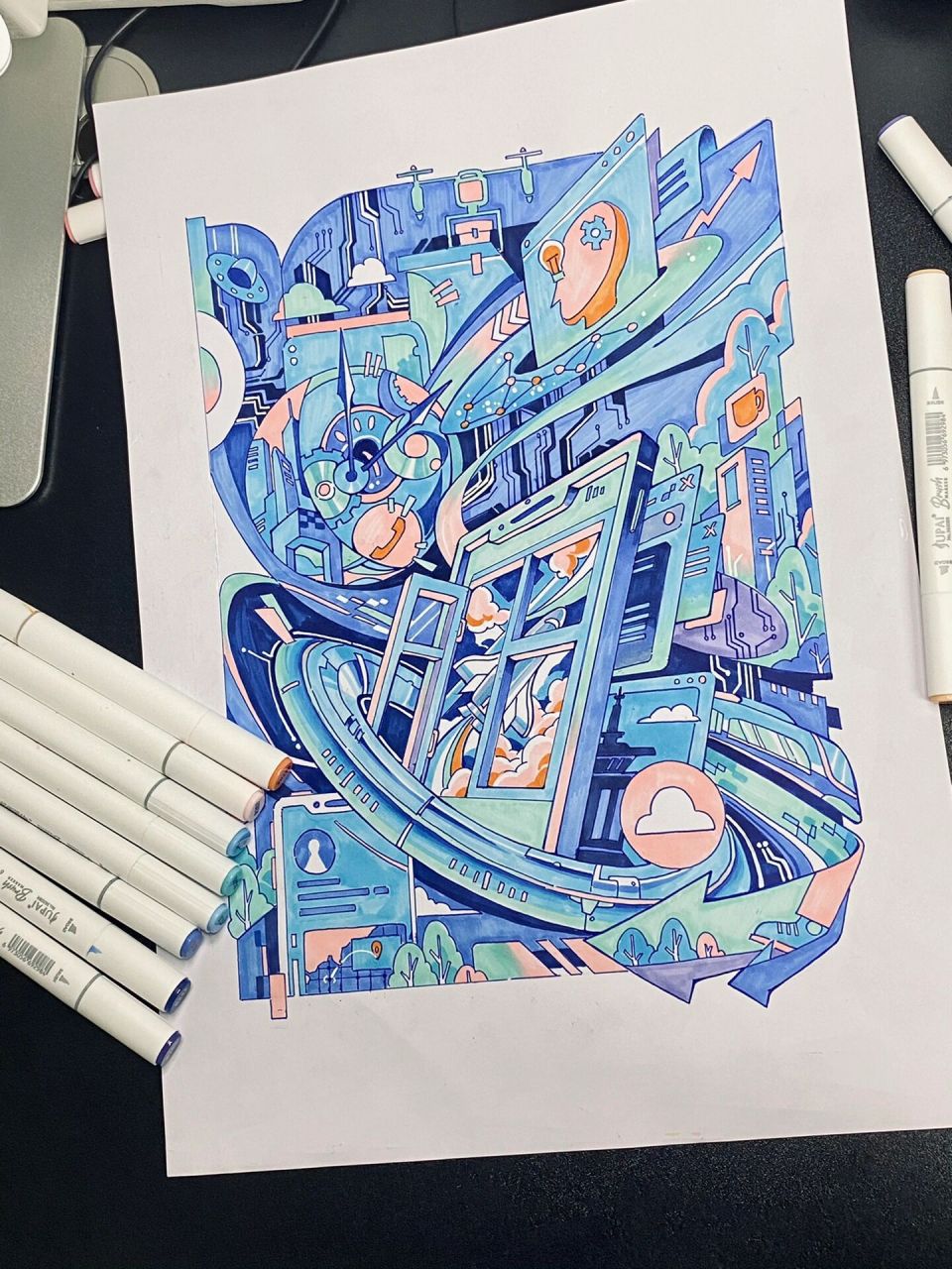 彩色构成装饰画