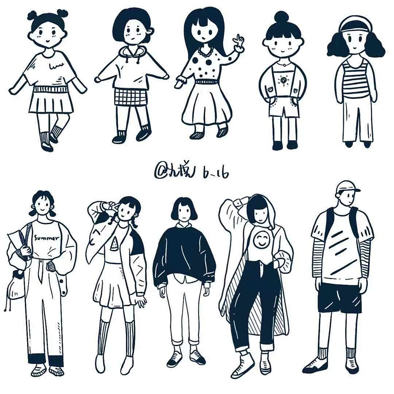 简笔画|人物穿搭 #一颗橘子手绘打卡#d10 人物穿搭 #一颗橘子手绘打卡