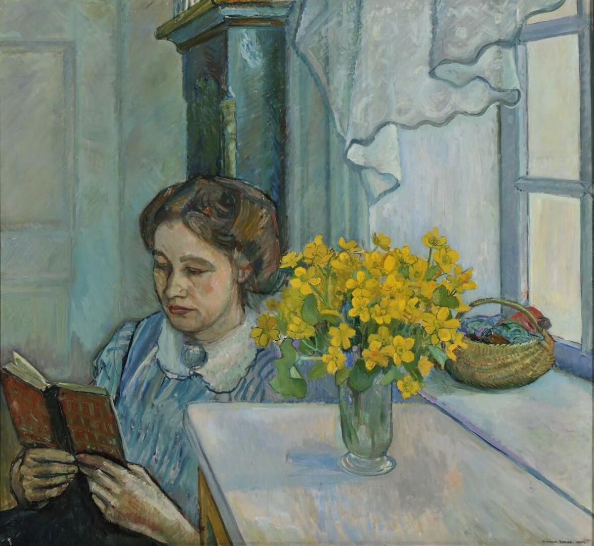 读书的女子,1914 年,挪威画家oluf wold