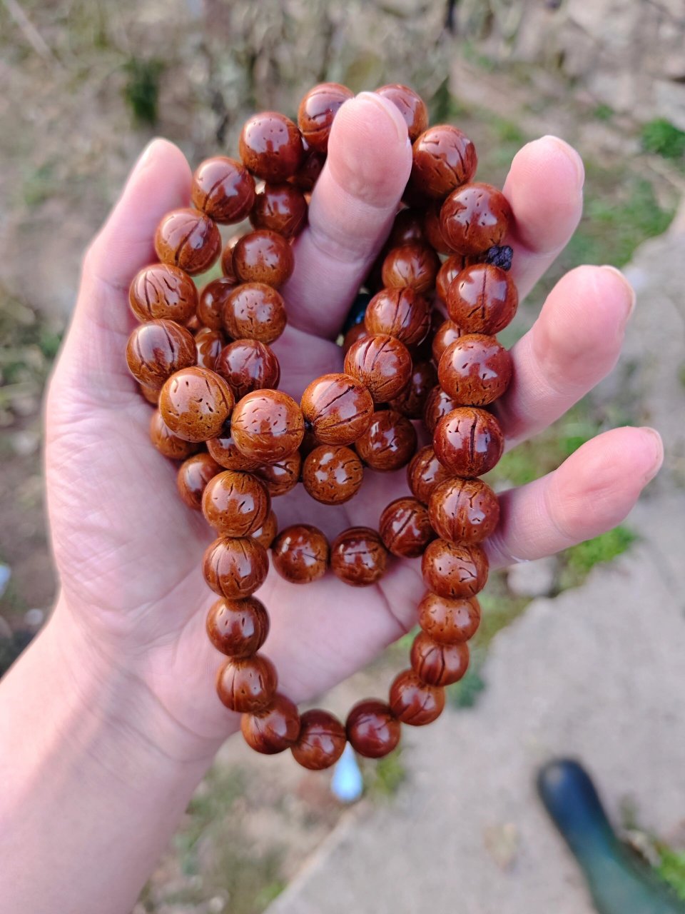 桃核脖挂108, 一年多的桃核,尺寸1.