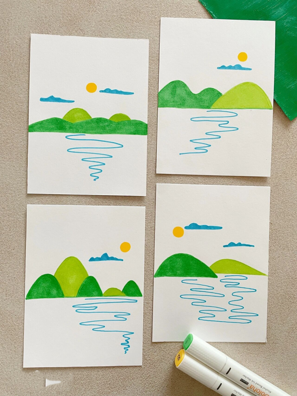 湖水简笔画彩色图片