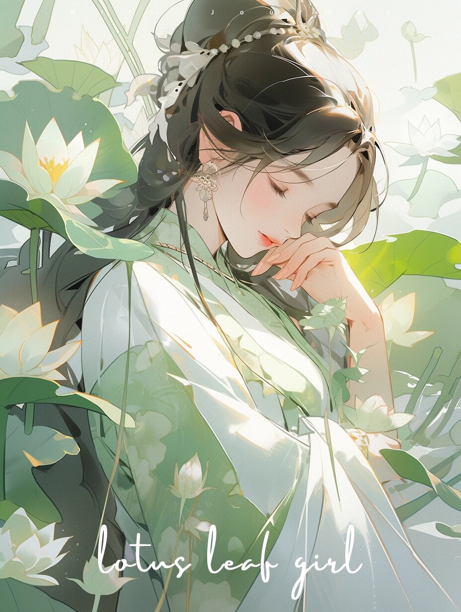 ai插画丨国风女生头像丨荷韵 李白《采莲曲》有云: 若耶溪傍采莲女,笑