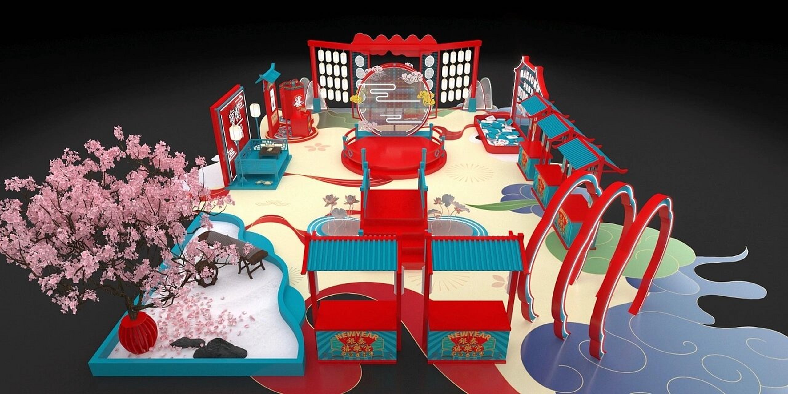 新年美陈 92商场春节美陈x新年美陈·新春主题美陈·国风美陈设计