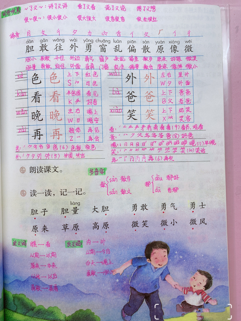 「语文」一年级下《夜色》 1.认识12个生字,厂子头;会写7个生字. 2.