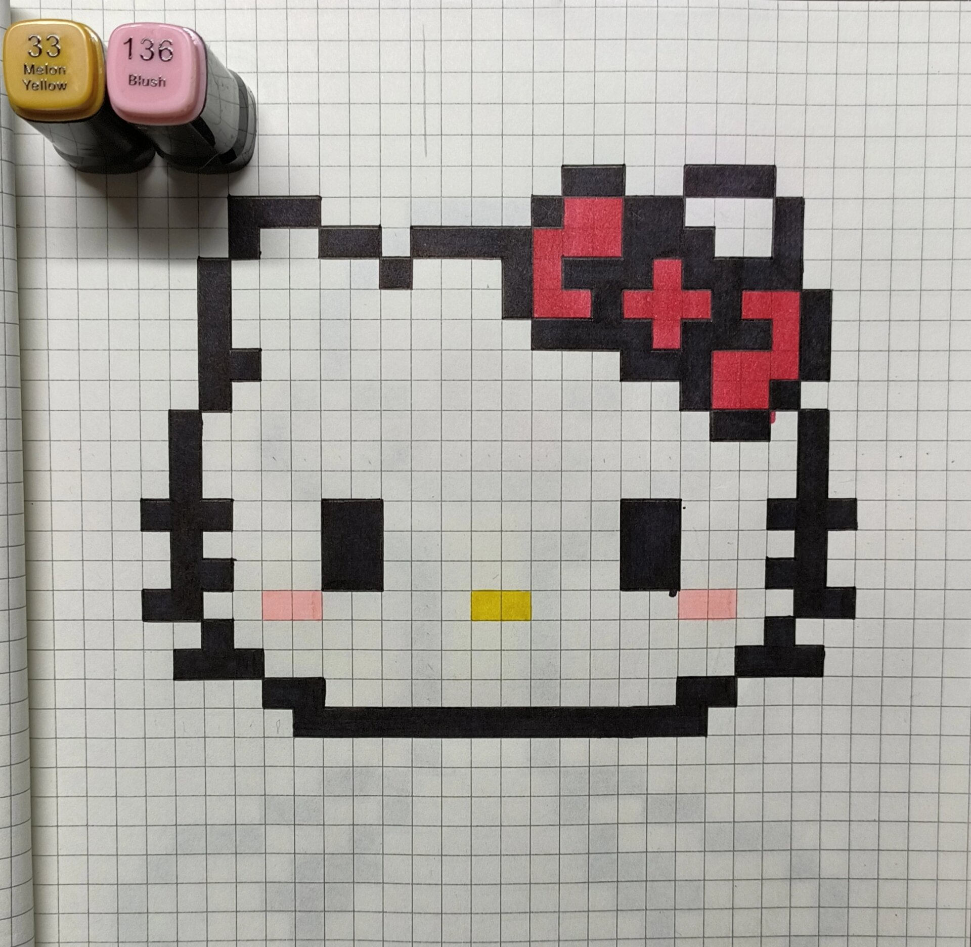 像素格子画 hello kitty02