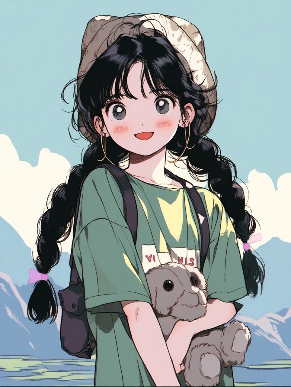 绿色系游客照|太阳帽女生头像|清新淡雅