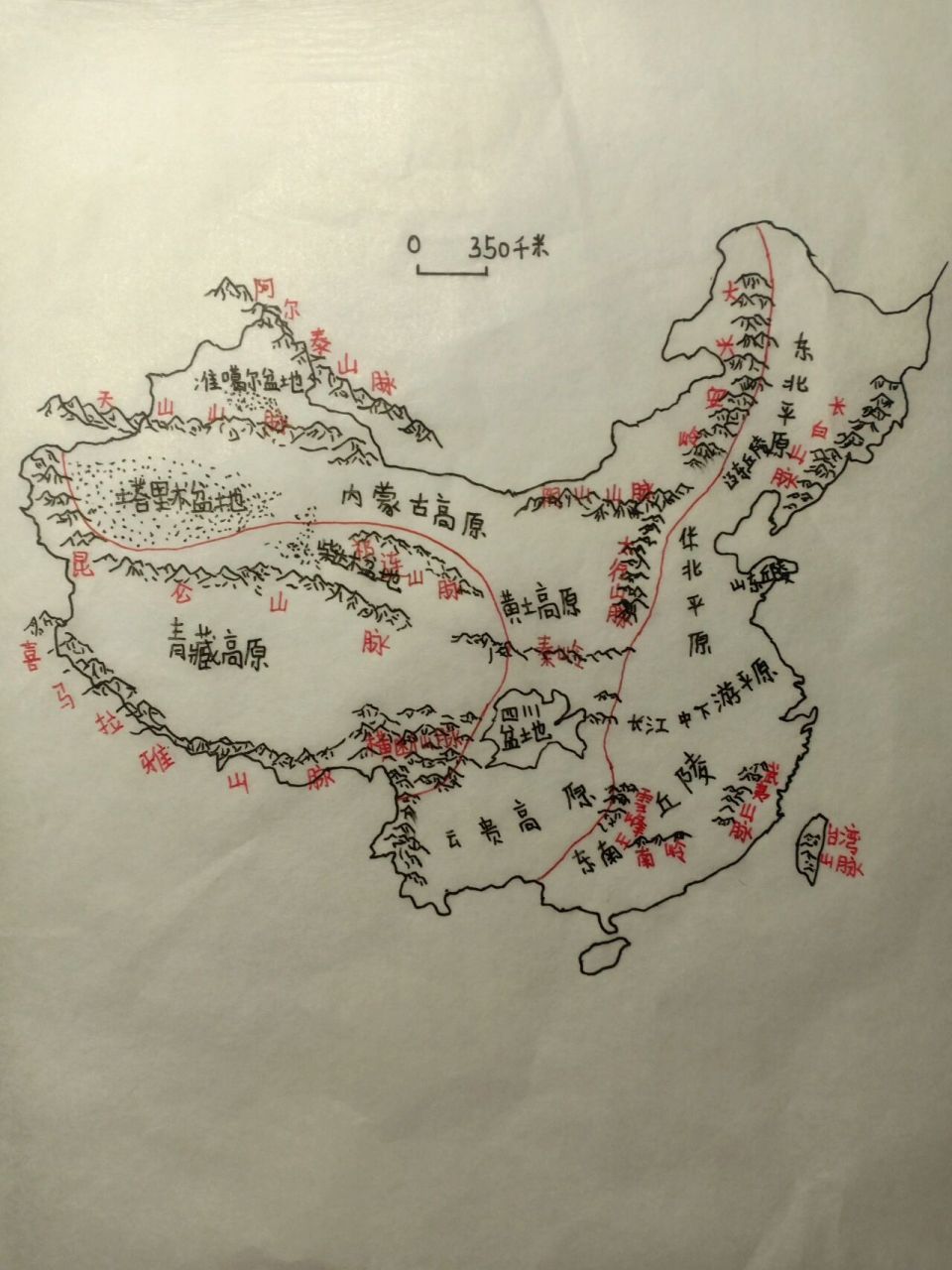 手绘中国地形图
