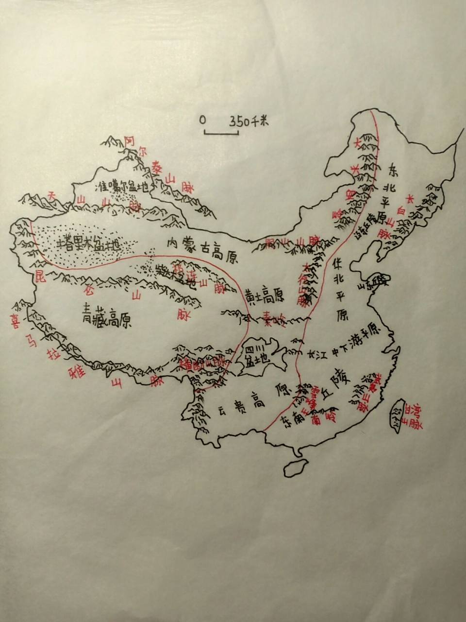 手绘中国地形图