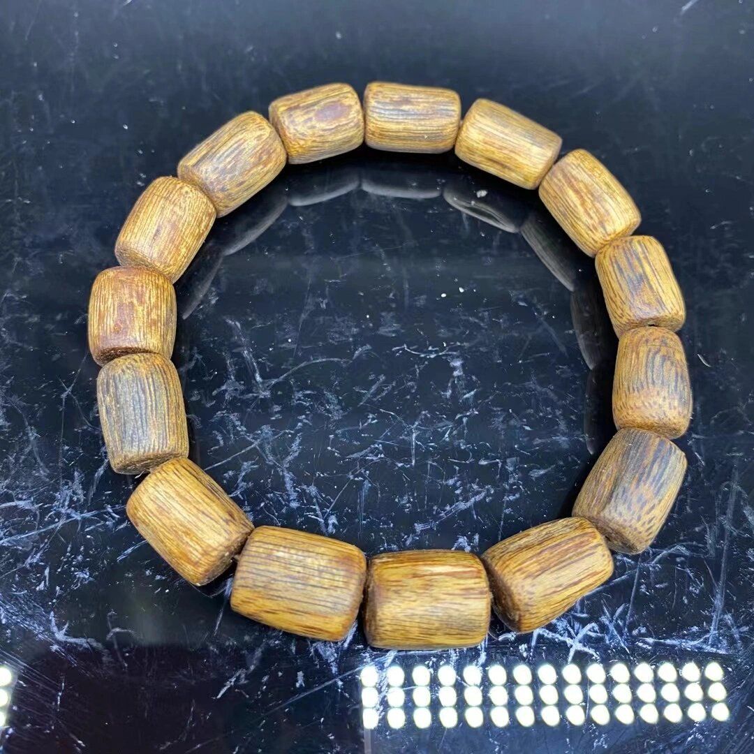 精品海南糖结白奇楠高颜值奇楠桶珠手串