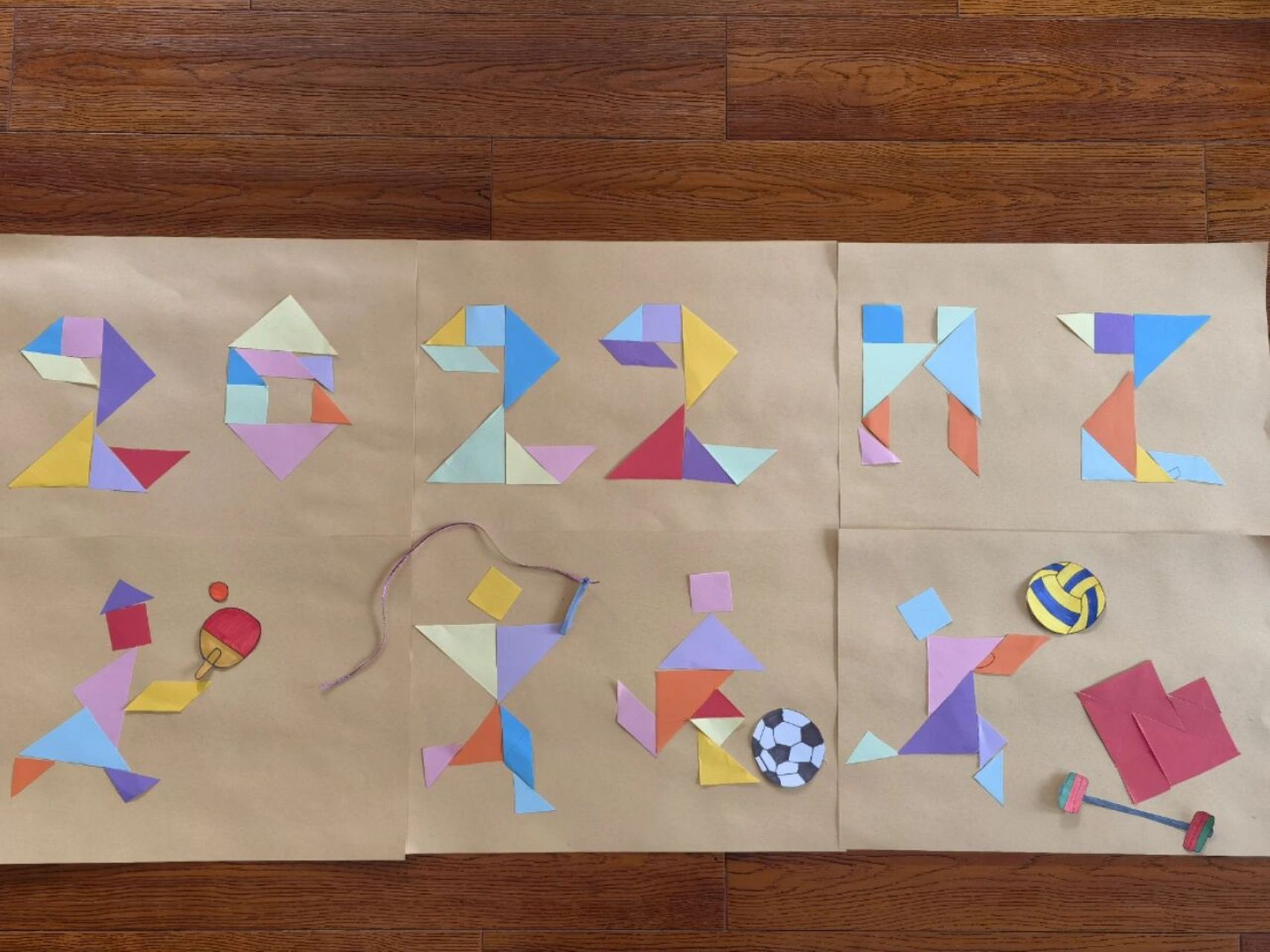 爱亚运 爱运动七巧板画 作者 瑶瑶 年龄 10岁 用七巧板拼出2022 hz