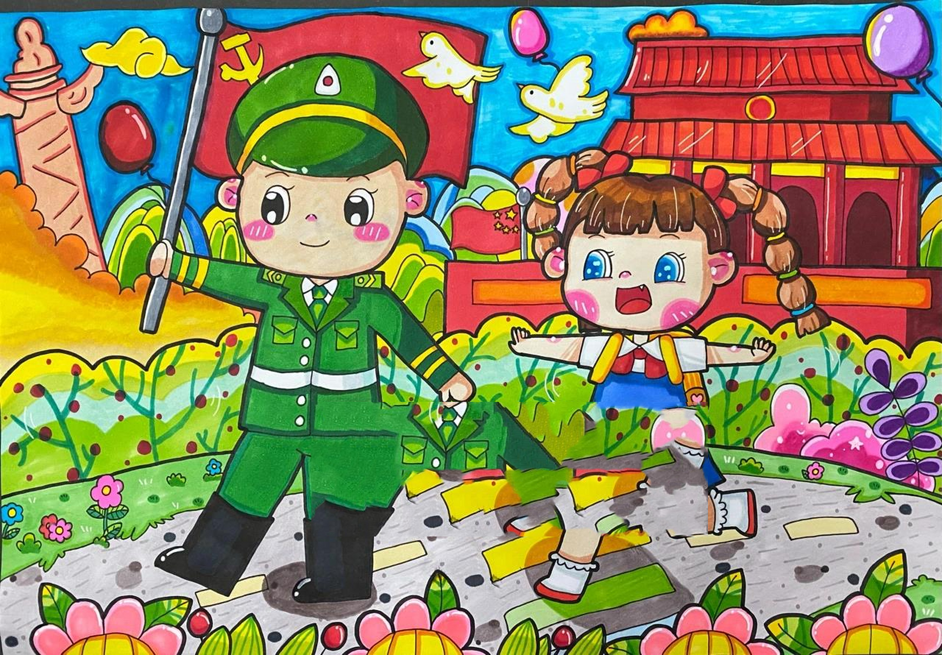 团结友爱简笔画|主题画 我爱祖国主题画,民族团结,少数民族简笔画