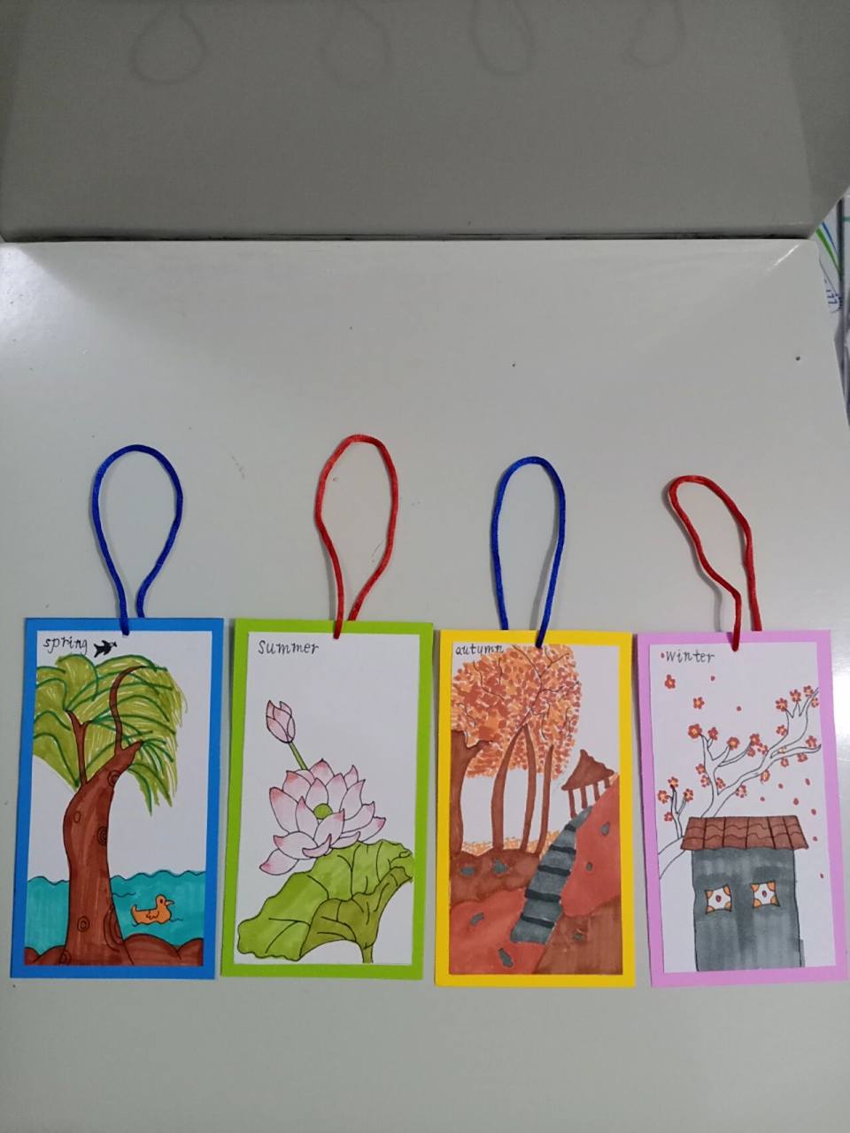 小学生寒假作业#四季书签