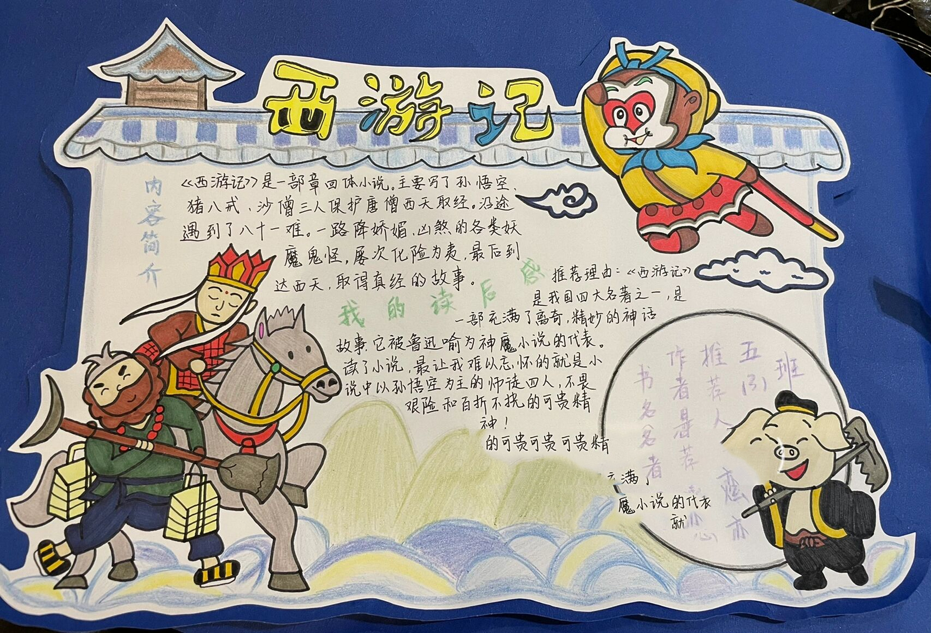 西游记读书卡推荐,读书小报   问:为什么悟空比八戒胖 答:全国疫情