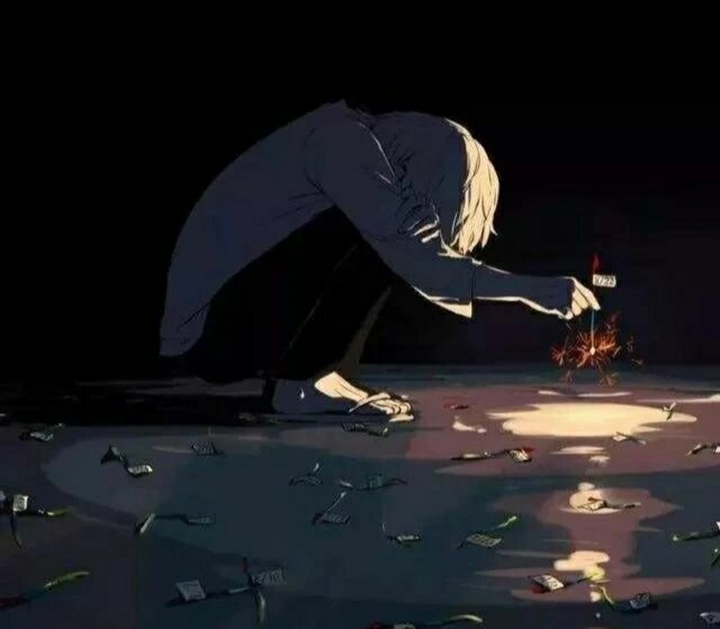 卡通动漫头像抑郁头像伤感图灰色黑色图片 卡通动漫丧系图