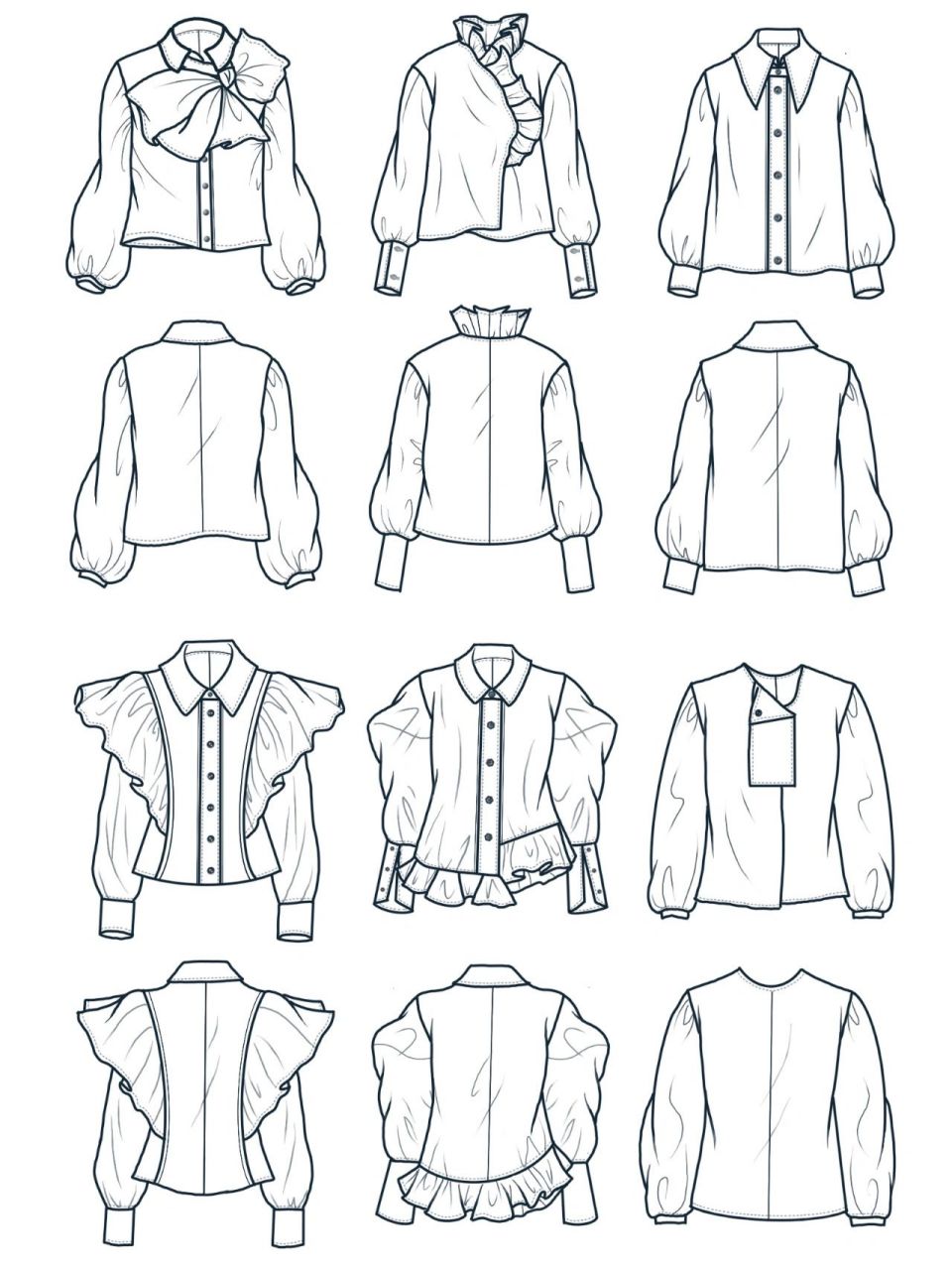 你需要的图这都有757575(女装款式图篇) 衬衫丨西装丨半身裙丨