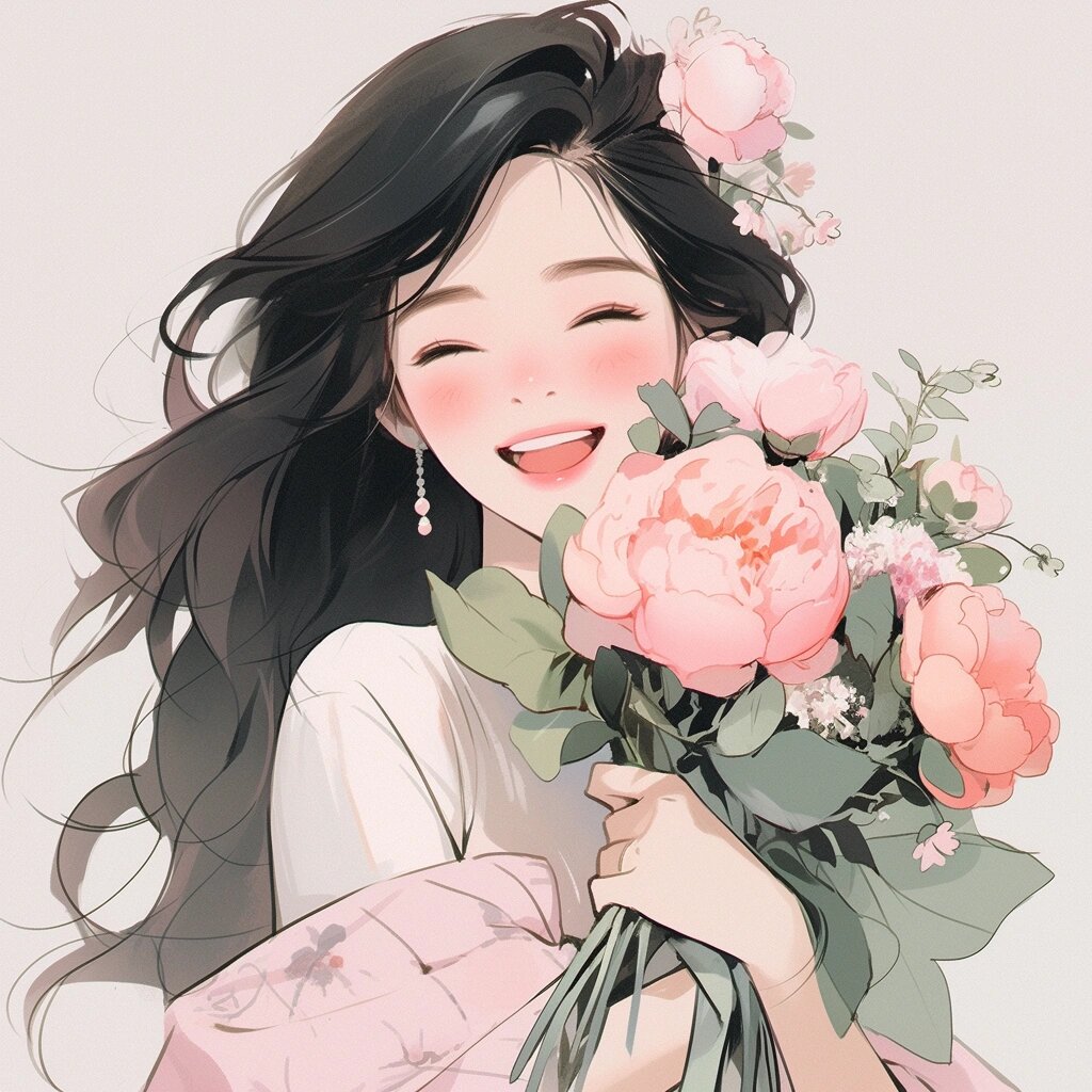 你笑起来真好看!‖捧花气质女生头像 宝贝们冲啊