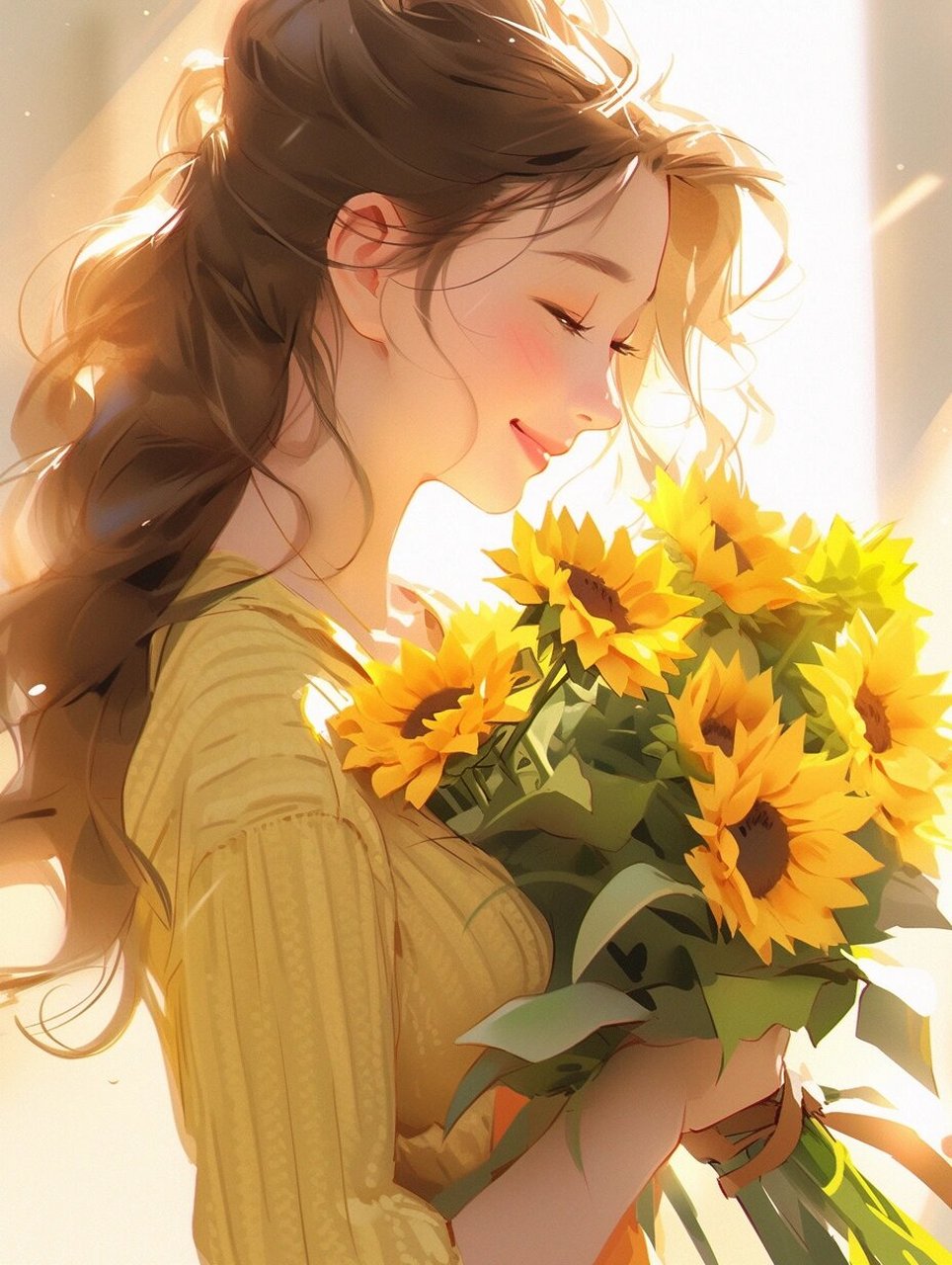 治愈系女生头像|97向日葵女孩|阳光正能量 7715 面向太阳 心纳