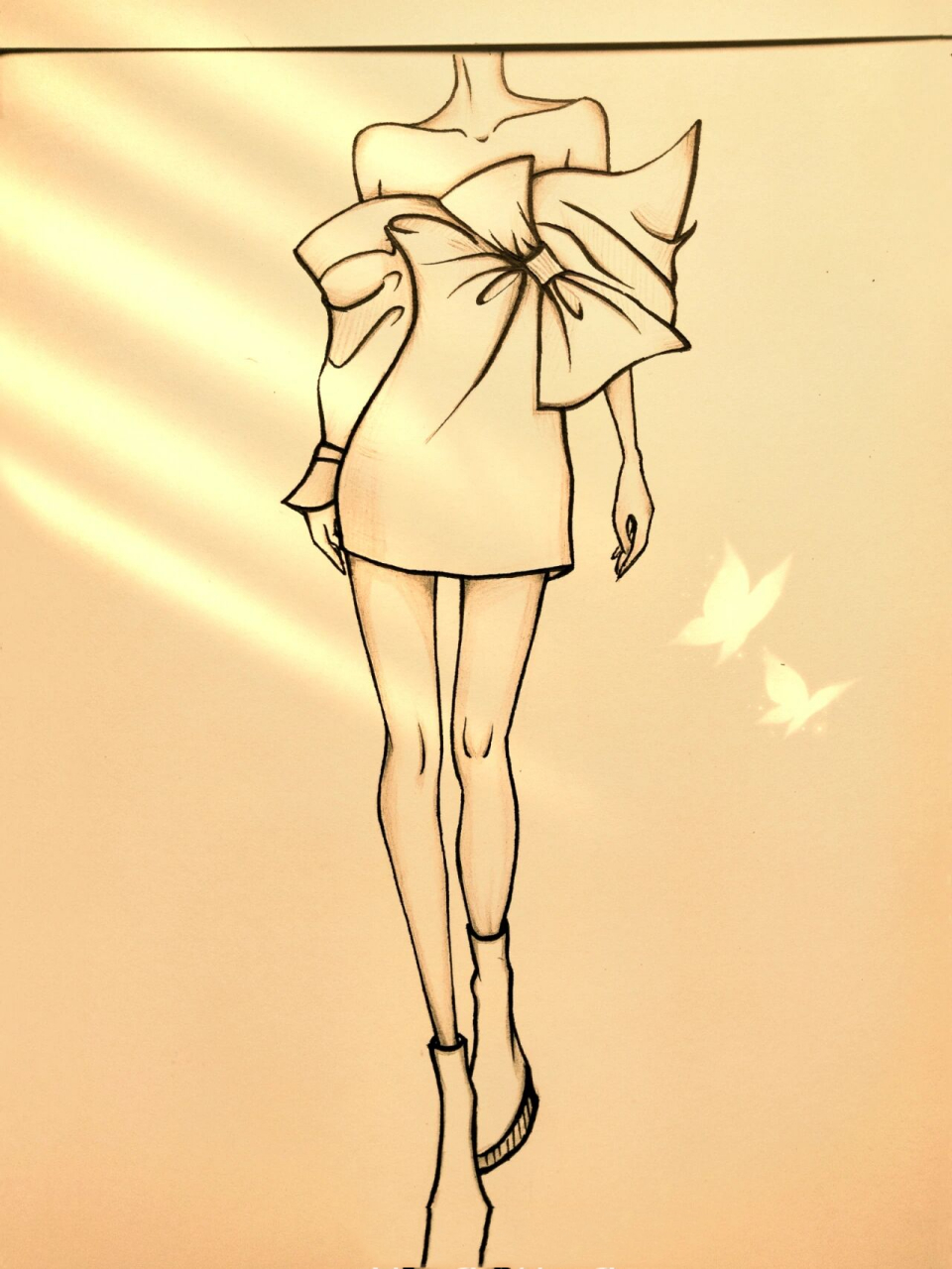 美女黑白简笔画#绘画教程70(附过程) 婚纱礼服手绘简笔画74绘画过程