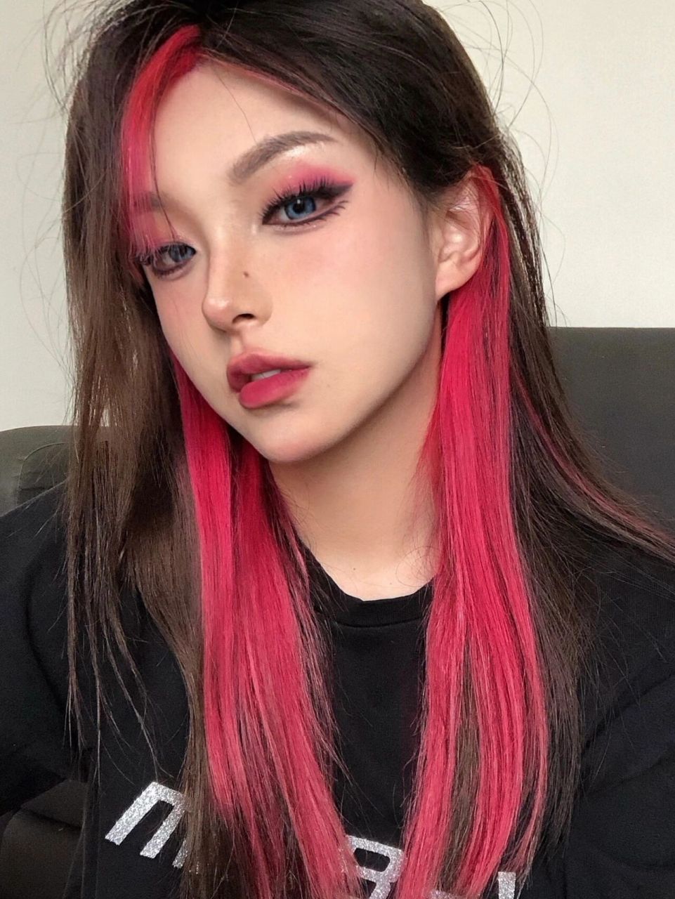 神仙发色 火龙果色挂耳染969678 自然黑发色77火龙果色挂耳染