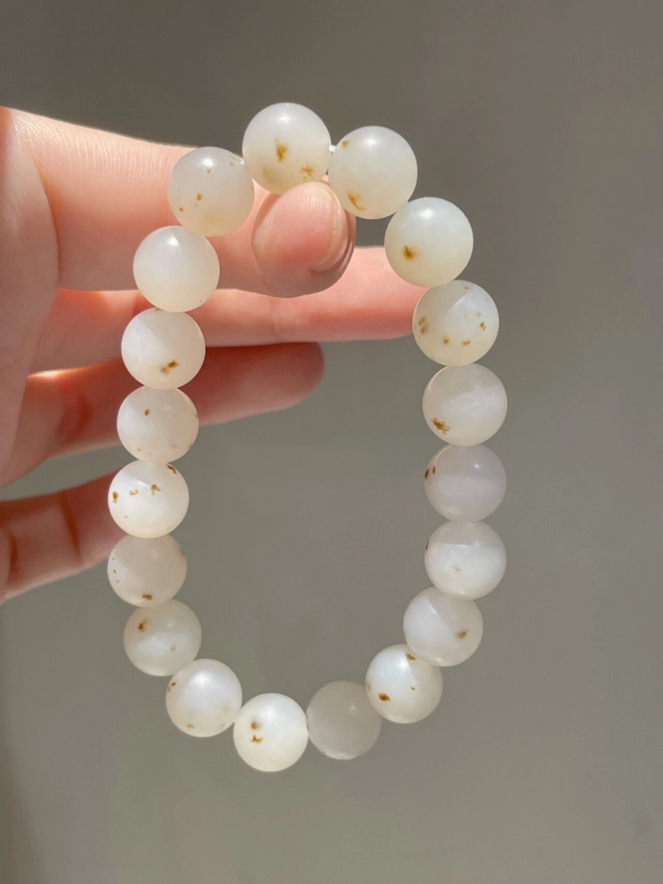 和田玉 新疆且末料 白玉桂花糕 10mm 手串 且末天泰料 糯白糯白的
