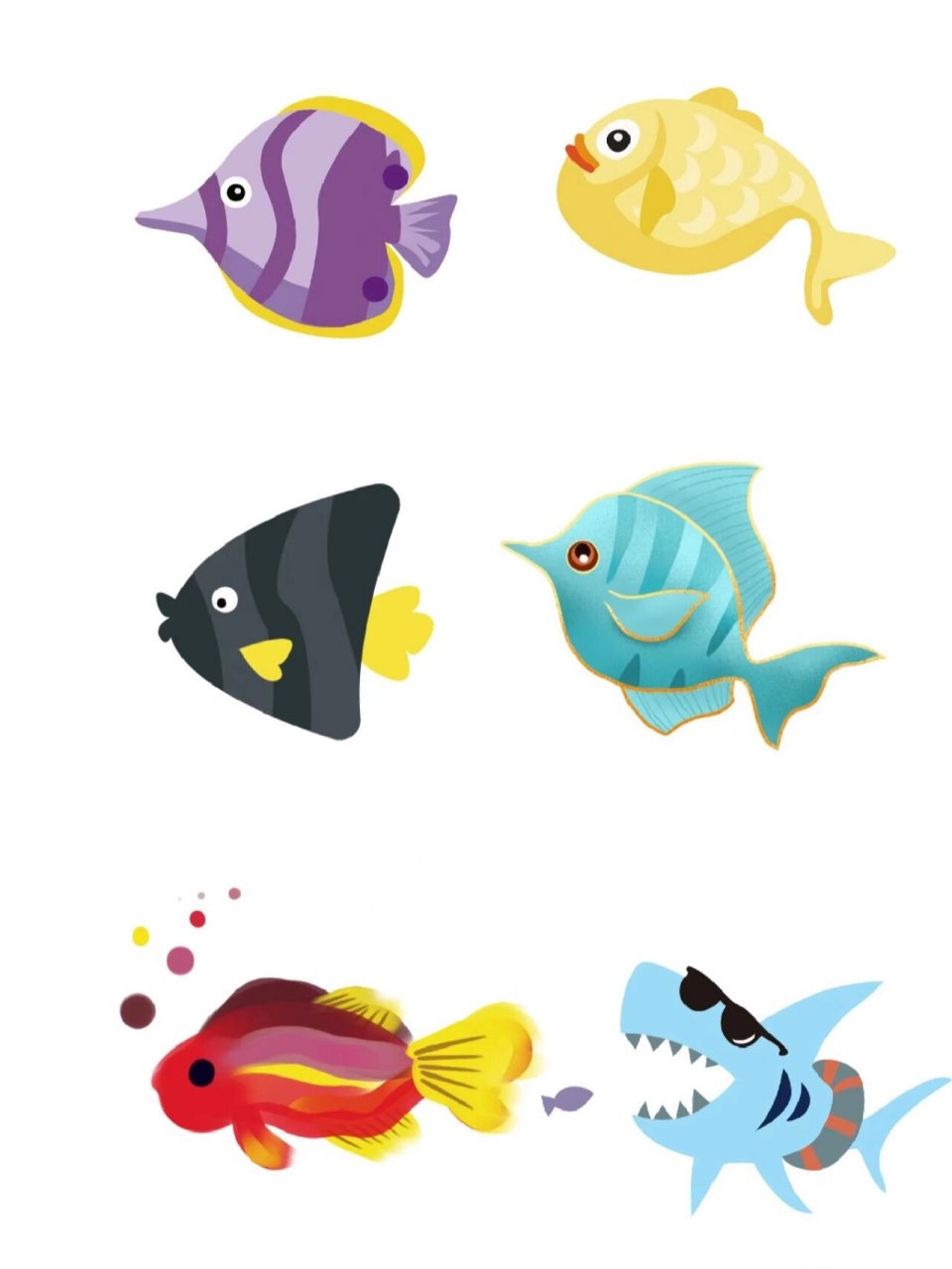 海洋篇95五彩斑斓的小鱼免扣素材  哇!