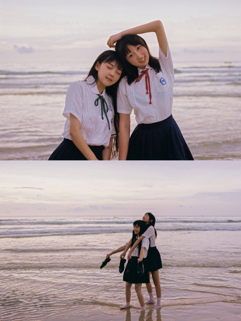 日系海边闺蜜照98拒绝呆板摆拍让照片动起来 国庆节和闺蜜去了趟