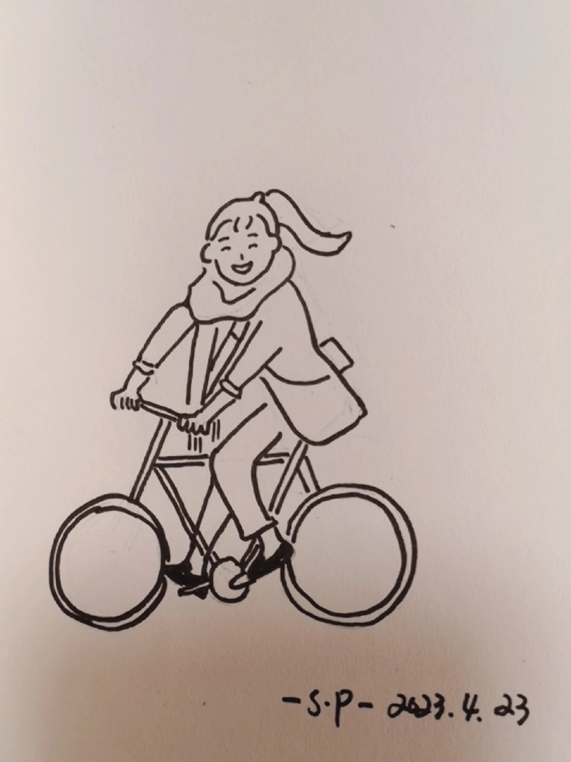手绘 骑自行车
