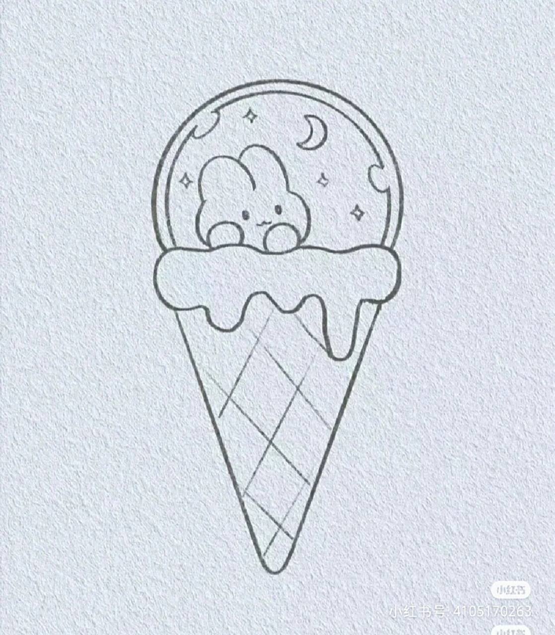 小兔子雪糕可爱简笔画    雪糕简笔画