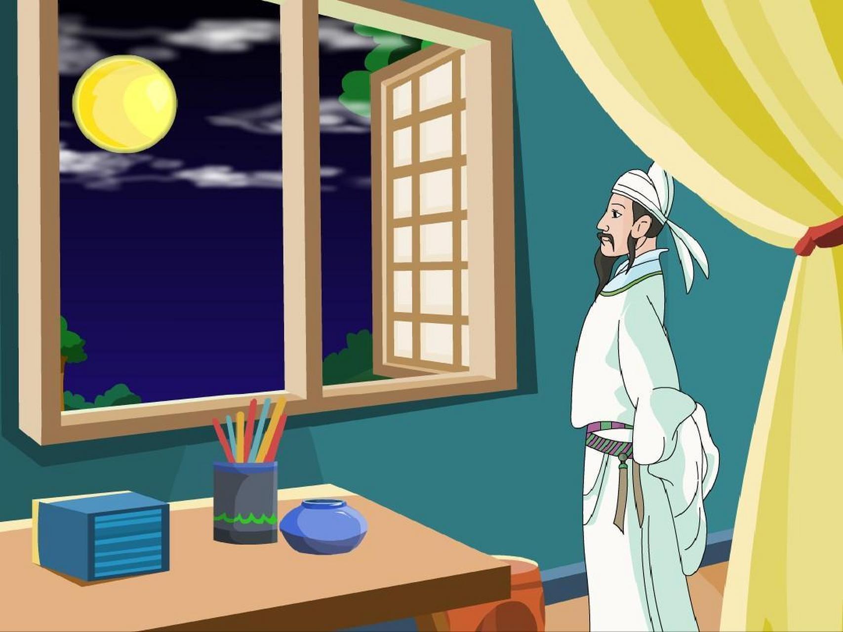 床前明月光,疑是地上霜; 举头望明月,低头思故乡.