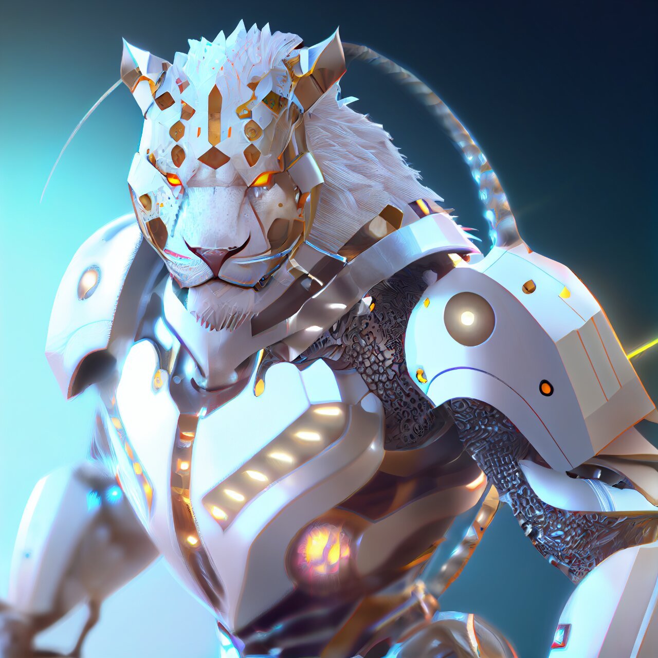 重金属十二生肖·机甲白虎丨ai插画
